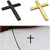 abordables Autocollants muraux-Lot de 4 autocollants en métal représentant une croix de Jésus-Christ, emblème en métal 3D pour voiture, moto, vélo électrique, décoration de logo arrière pour modification de véhicule