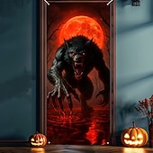 Недорогие Хэллоуин дверные накладки-Дверной украшение на Хэллоуин – злой демон появляющийся из деревянной двери баннер для входа в проклятый дом жуткое наружное и внутреннее украшение для Хэллоуина 2025 года в спальне гостиной ванной
