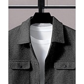 abordables Manteaux &amp; vestes-Homme Veste Légère Chemise Veste Veste Décontractée Chemise Vacances Quotidien Respirant Avec Poches Printemps Automne Uni Mode Classique Revers Régulier Noir bleu marine Kaki Gris Claire Vert