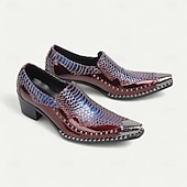 economico Mocassini in pelle premium-Mocassini in pelle di lusso bordeaux e blu con texture coccodrillo per uomo - Scarpe da cerimonia per uomini alla moda in eventi formali e serate fuori