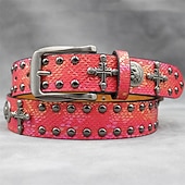 Недорогие Мужские ремни-Муж. ремень Автоматическая пряжка Быстрый выпуск Кожа PU Сплав Винтаж Прочный Регулируется Крест Черепа Синий Серебряный на открытом воздухе Повседневные Пояс на талию