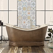 baratos Adesivos de Parede-Adesivos de azulejo estilo marroquino 24 peças, decalques de parede de PVC com película de cristal espessada, à prova d&#039;água &amp;Decoração de parede de azulejo retrô removível e à prova de óleo para
