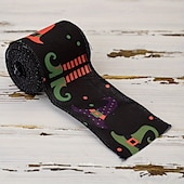 economico Halloween-Nastro con bordo rinforzato per Halloween, 4 rotoli, nastro stampato a forma di pipistrello, ragno, zucca, gambe di strega, cappello, pois, nastri in grosgrain per Halloween, ghirlanda per la casa,
