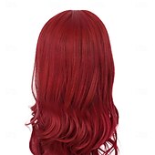 abordables Perruques de fête-Perruques rouges chaudes de 22 pouces de long pour femmes perruque bouclée de partie latérale vague taille moyenne fibre synthétique cosplay lierre vénéneux perruque Ariel pour la fête costumée