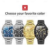 abordables Montres à quartz-OLEVS Hommes Montre à quartz Luxe Grand cadran Affaires Montre-bracelet Lumineux Calendrier IMPERMÉABLE Bracelet en acier inoxydable Suivre