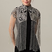 preiswerte Schals &amp; Umhänge-Retro Vintage Goldene Zwanziger 1920er Umhang Schals Der große Gatsby Flapper-Mädchen Pailletten Fransen Damen Weihnachten Halloween Karneval Hochzeit Abendgesellschaft Maskerade Erwachsene
