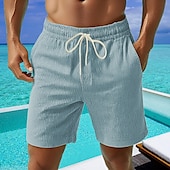 cheap Casual Shorts-Men&#039;s Shorts Summer Shorts Casual Shorts Corduroy Shorts Pocket Elastic Waist Drawstring Plain Comfort Breathable Short Outdoor Vacation Sport Casual Black White Micro-elastic