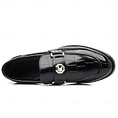 abordables Semi-formel-Mocassins en similicuir bordeaux pour homme, effet crocodile, avec boucle décorative en métal, pour hommes d&#039;affaires, événements formels et banquets