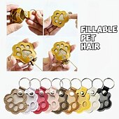 economico I regali-Portachiavi in pelle a forma di zampa di animale domestico, ciondolo creativo per conservare i ricordi dei peli di cane e gatto, grazioso accessorio per la decorazione di borsetta.