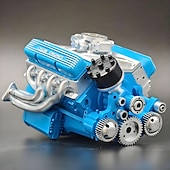 billiga Skulpturer-V8-motor hartsprydnad bensin liten blockmotor modellbyggsatser invecklad växeldesign motorfigur skulptur hantverk för skrivbord bokhylla dekoration