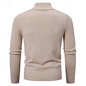 levne pánský svetr cardigan-Pánské Svetr Cardigan Oříznutý svetr Svetr na zip Pletený svetr Rýhovaný Plést Běžné topy Zapni Bez vzoru Stojáček Módní Klasické Dovolená Denní nošení Oblečení Podzim Zima Černá Bordó S M L