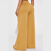 abordables pierna ancha y cintura alta-Mujer Perneras anchas Chinos Casual Medio corto Cintura Media Plano Perneras anchas Cintura elástica Confortable Transpirabilidad Deporte Casual Diario Negro Amarillo Rosa Vino Primavera Otoño Holgado