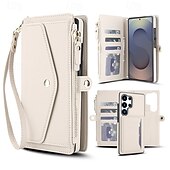 abordables Carcasas Samsung-teléfono Funda Para Samsung galaxia S25 S25 Más S25 Ultra S24 Plus S24 S24 Ultra Plus S24 FE A14 A72 A73 Tarjetas billetera Cremallera con cordón Ranura para tarjetas Retro TPU Cuero de PU