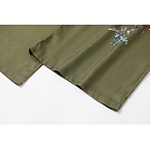 abordables pierna ancha y cintura alta-Pantalones anchos bohemios para mujer, largos, con estampado de flores naturales, bolsillos y cordón elástico, cómodos para exteriores, vacaciones, fin de semana, color verde, corte regular.