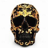 お買い得  ハロウィンの吊るし飾りとテーブルトップ装飾-ハロウィンの彫像クリエイティブな小さな模様の頭蓋骨の飾りローズゴールドアート装飾ユニークなホームアクセントハロウィンパーティーデコレーションゴシックスタイリッシュな樹脂工芸ディスプレイ