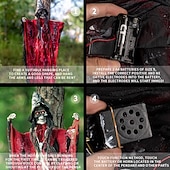 levne Halloween-Halloweenské dekorace do exteriéru - halloweenská animatronická závěsná dekorace lebky ducha se zářícíma očima, halloweenské strašidelné rekvizity a párty dekorace, vhodné pro vnitřní i venkovní