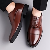 economico Formale-scarpe eleganti oxford marroni da uomo – design classico con punta a punta per lavoro, ufficio ed eventi formali