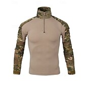 economico Cime-Per uomo Felpa con mezza zip Felpa militare Manica Lunga Collo alla coreana Top Esterno Traspirante Misto Cotone Mimetico Grigio scuro pitone nero Nero Viaggio Corsa