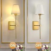 levne Vestavná LED svítidla-Retro zlaté nástěnné noční lampičky, svícny, nástěnné lampy do ložnic s látkovým stínidlem do ložnice, obývacího pokoje, chodby a kuchyně