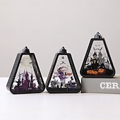 economico Halloween al chiuso-1 lanterna luminosa elettronica a LED portatile per Halloween, per interni ed esterni, per feste, castello, strega, atmosfera decorativa