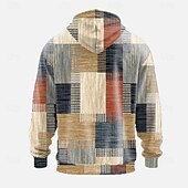 economico Schema Geometrico-Per uomo Geometrico Plaid Felpe con cappuccio Felpa Etnico Cowboy Manica Lunga Girocollo Ferie Abbigliamento casual alla moda Rosso Blu Coulisse Autunno Inverno progettista