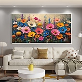 preiswerte Blumen-/Botanische Gemälde-handgemachtes Ölgemälde auf Leinwand, Wandkunst, Dekoration, abstraktes, farbenfrohes Blumengemälde, Blumengemälde für die Inneneinrichtung, gerolltes, rahmenloses, ungedehntes Gemälde