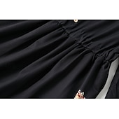 preiswerte Ausgefallene Kleider-Damen Midikleid Boho-Kleid Druckkleid Westernkleid Mode Outdoor Urlaub Wochenende Normale Passform Einfach Langarm V Ausschnitt Schwarz Sommer