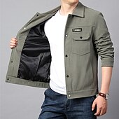 economico Giubbotti Cargo-Per uomo Giacca Leggera Giacca in Velluto a Coste Giacca Cargo Giacca Casual Vacanza Quotidiano Caldo Tasca Primavera Autunno Semplice Moda Classico Bavero Regolare Nero Verde Cachi Giacca
