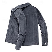 cheap Cargo Jackets-Men&#039;s Corduroy Jacket Cargo Jacket Casual Jacket Vacation Daily Pocket Fall Winter Plain Fashion Classic Lapel Regular Black Khaki Coffee Gray Jacket