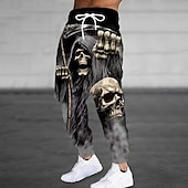 billiga Halloweenbyxor-Herr Dödskalle Död Halloween Kostymer Joggingbyxor Joggare Långbyxor Medium Midja Dragsko Elastisk midja Mörk gotisk stil Joggning Streetwear Träningspass Atletiska mjukisbyxor med fickor Vår Höst
