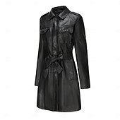 cheap Winter Coats-Women&#039;s Coat Windproof Comfortable Pocket Full Zip Fashion Street Style Plain Outdoor Casual Daily Long Turndown Regular Fit Long Sleeve Outerwear Black Burgundy Camel Fall Winter