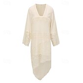 ieftine Rochii Boho-Pentru femei Rochii Midi Rochie Boho Rochie occidentală Modă În aer liber Vacanță Concediu Fit regulat Simplu Manșon Lung În V Caisă Vară