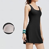 olcso Női ruha-Női Egyszínű Teniszruha Teniszszoknyák rövidnadrággal 1 darab Ujjatlan Sportos Csökkenti a kopást Rugalmas Profesionalni Tenisz Futás Fitnesz Pántos U-alakú Szoknyák Ruhák Fekete Fehér Szürke Spandex