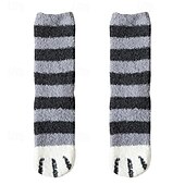 cheap Home Supplies-3 Pairs Cute Cat Claw Socks Fuzzy Coral Fleece Winter Warm Sleep Socks for Women Cozy Mid Calf Thick Soft Indoor Floor Socks