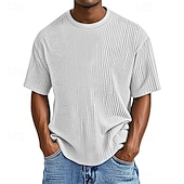 abordables T-shirt en tricot gaufré-Homme T-shirt Chemise à manches courtes Manche Courte Col ras du cou Été Uni Mode Designer Basique Jacquard Vacances Rue Sortir Abricot Noir Blanche T-shirt haut de gamme pour homme