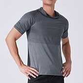 economico Cime-Per uomo Maglia da prestazione Maglietta sportiva Manica Corta Felpa con Cappuccio Top Esterno Asciugatura Rapida Traspirante antiodore Poliestere Patchwork Grigio scuro Blu Grigio chiaro Pesca