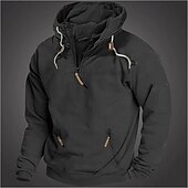 abordables sweats à capuche basiques pour hommes-Homme Sweat à capuche Sweat à capuche quart zippé Sweat à capuche tactique militaire Noir Vert Véronèse bleu marine Chameau À capuche Uni Poche Avant Quart de zip Sport &amp; Loisir Occasionnel Quotidien