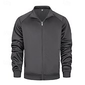 economico Giubbotti e cappotti da uomo-Per uomo Giacca in Pile Giacca Casual Vacanza Quotidiano Traspirabilità Tasca Primavera Autunno Semplice Moda Classico Collo alla coreana Regolare Nero Cachi Verde militare Grigio Giacca