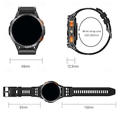 Χαμηλού Κόστους Smartwatch-Νέο στρατιωτικό έξυπνο ρολόι για άνδρες με φακό LED, πυξίδα 1.43, λειτουργίες οθόνης AMOLED, ανθεκτικό έξυπνο ρολόι για iOS και Android