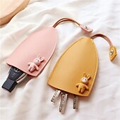 economico Organizzazione spazi-4 portachiavi in similpelle a forma di frutta, mini portachiavi estraibile alla moda per donna, organizer creativo per portachiavi auto.