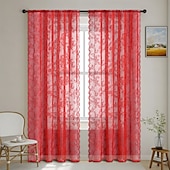 billiga Gardiner och draperier-gardiner med jacquardspetskant - färdiga, tunna utomhusgardiner i lantlig stil