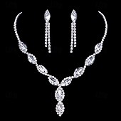 Bridal Jewelry Sets 1 set Rhinestone Alloy 1 Necklace Earrings Women's Personalized Stylish Artistic Jewelry Set For Wedding Special Occasion Holiday3