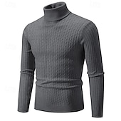 billiga tröja för män-Herr Pullover tröja Stickad tröja Ribbad Sticka Vanliga toppar Stickat Slät Polokrage Mode Grundläggande Semester Dagliga kläder Kläder Höst Vinter Vin Svart S M L