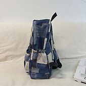 olcso Főiskolai hátizsákok-vintage farmer patchwork hátizsák – divatos kék iskolatáska tinilányoknak és fiúknak, iskolába és mindennapi használatra