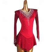 abordables Vestidos de Patinaje Artístico-Vestido de patinaje artístico Mujer Chica Patinaje Sobre Hielo Vestidos Morado Retazos Malla Alta elasticidad Entrenamiento Competición Ropa de Patinaje Clásico Cristal / Strass Manga Larga Patinaje