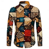 economico Cime-Retrò Vintage Anni &#039;70 Camicia Disco Geometrico Psichedelico Per uomo Halloween Carnevale Festival Musicale Parata dell&#039;Orgoglio Festa a tema retrò Adulti Camicia