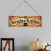 お買い得  ハロウィンの吊るし飾りとテーブルトップ装飾-ハロウィーンの木製吊り下げ看板、屋内と屋外のハロウィーンパーティーの装飾のための不気味な雰囲気の壁とドアの装飾