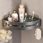 economico Gadget bagno-Mensola triangolare per bagno in ABS grigio canna di fucile, senza foratura, portaoggetti angolare per doccia, supporto da parete per WC, lavandino, mobiletto per lavabo, organizer per bagno