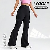 זול חותלות וגרביונים ליוגה-בגדי ריקוד נשים טייץ שלושת רבעי חותלות יוגה כיס בקרת בטן מותניים גבוהים חדר כושר ריקוד אתלטיקה תחתיות צבע אחיד שחור סתיו ספורט לבוש אקטיבי גזרה צמודה