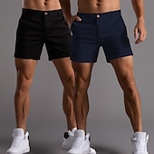 olcso munka rövidnadrág-Férfi Rövidnadrágok Chino Shorts Bermuda nadrág Strand rövidnadrág Munkanadrág Zseb Sima Mokaszinok Rövid Szabadtéri Hétköznapi Napi Szabadság Stílusos Fekete + sötétkék Sötétszürke+fekete